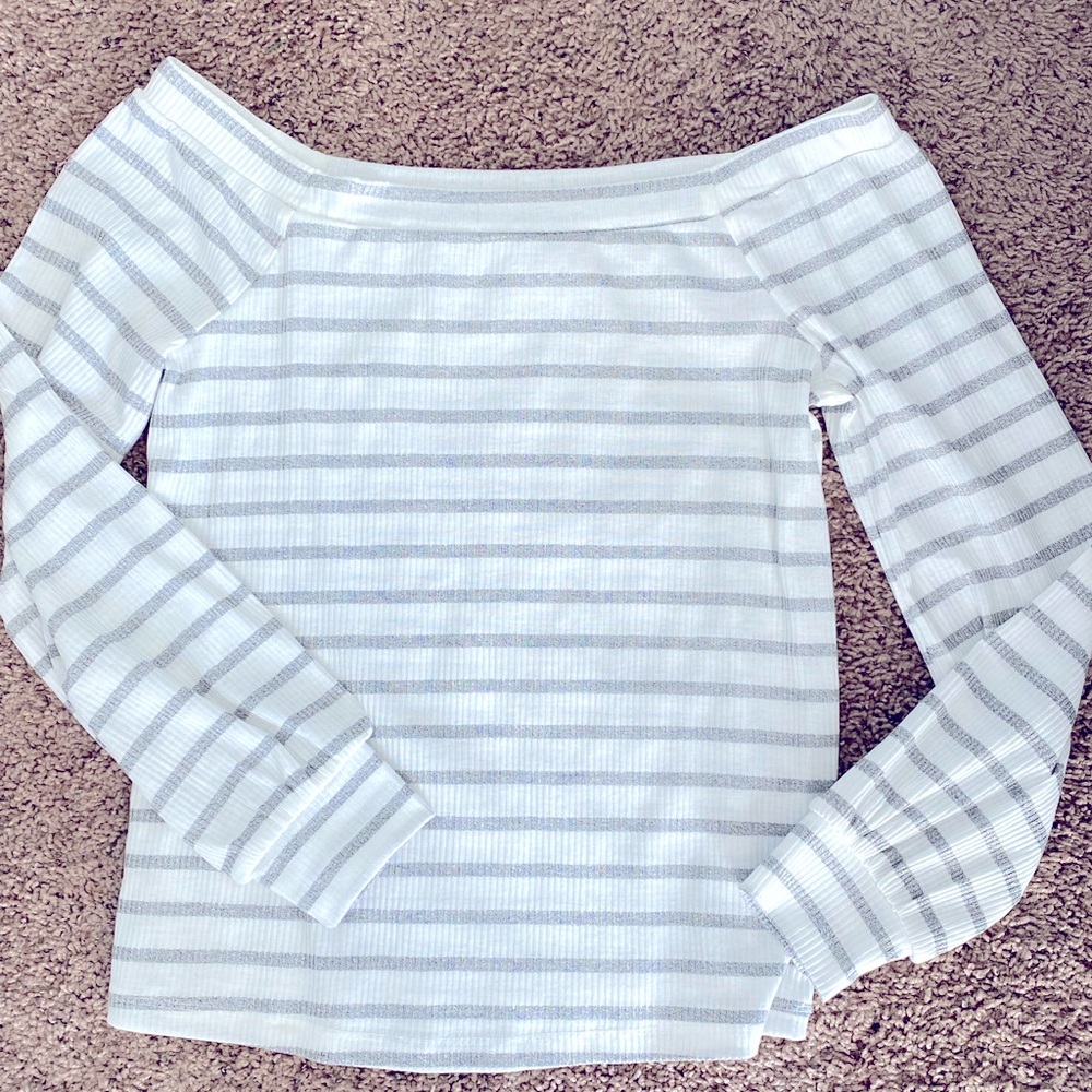 Silver and White off the Shoulder